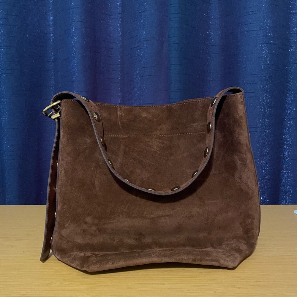 Madewell Brown Suede Studded Shoulder Bag - Picture 4 of 10